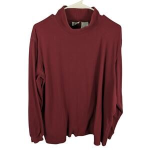 Cabin Creek 2X Burgundy Mock Neck Long Sleeve Top Women Spandex Knit Pullover